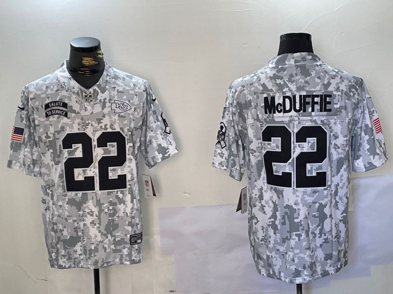 Men Kansas City Chiefs 22 Mcduffie Nike Arctic Camo 2024 Salute to Service Limited NFL Jersey style 1